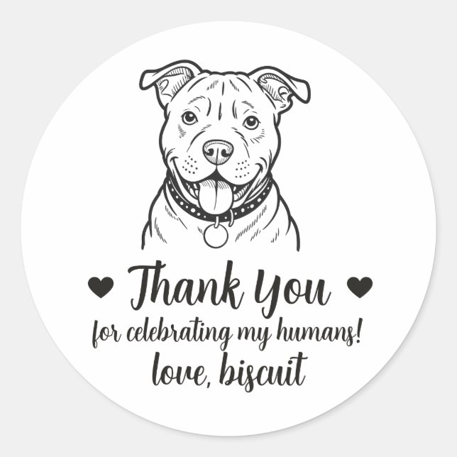 Custom Pitbull Dog Wedding Favor Stickers (Front)