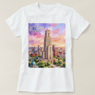Custom Pittsburgh Cathedral of Learning Watercolor T-Shirt