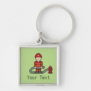 Custom Pixel Fireman Keychain