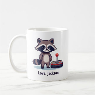 Custom Pixel Raccoon With Joystick Coffee Mug