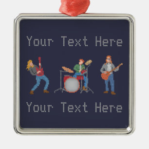 Custom Pixel Rock Band Metal Ornament
