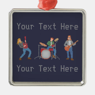 Custom Pixel Rock Band Metal Ornament