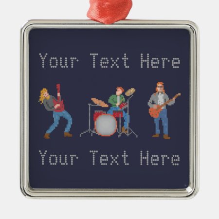 Custom Pixel Rock Band Metal Ornament