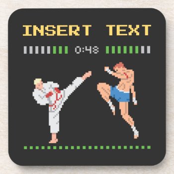 Custom Pixel Video Game Fight Beverage Coaster by LVMENES at Zazzle