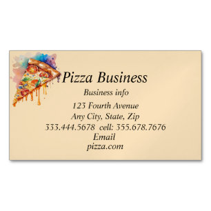 Custom Pizza Business Name Card Magnet