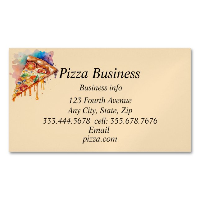 Custom Pizza Business Name Card Magnet (Front)