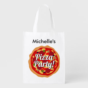 Custom pizza party big grocery shopping bag