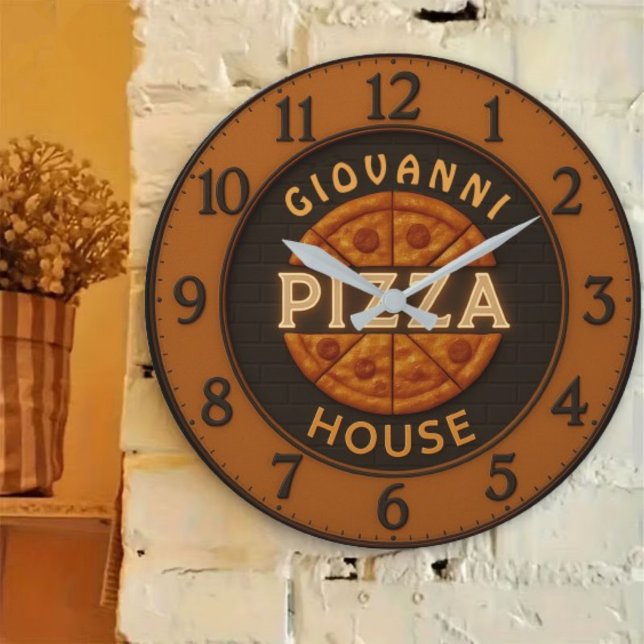 Custom pizza personalized pizzeria restaurant large clock (Creator Uploaded)