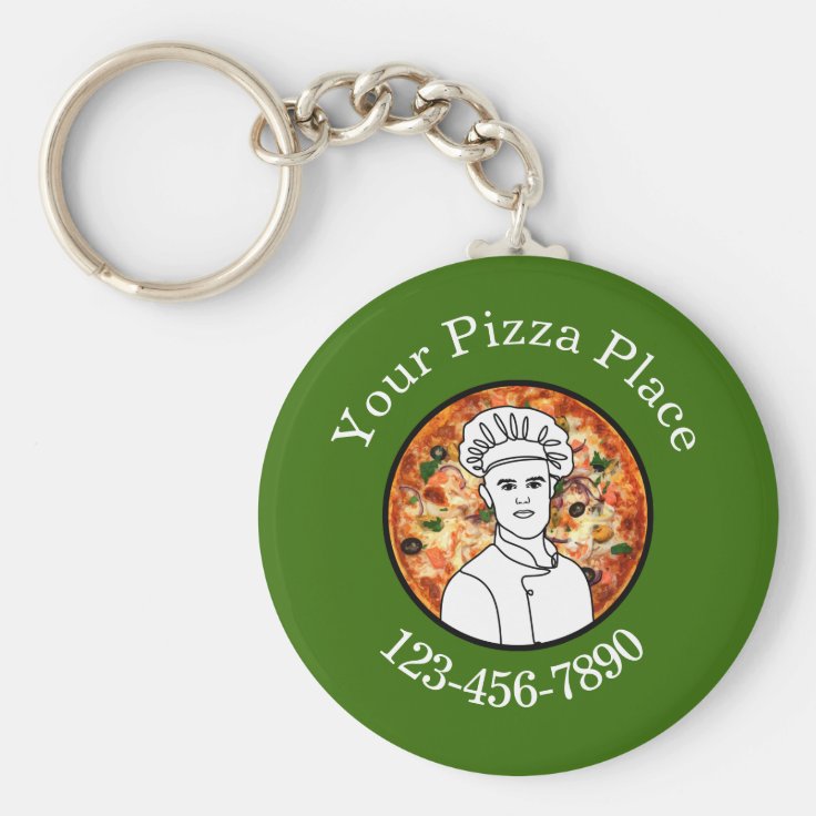 Custom Pizza Shop Promotional Keychains | Zazzle