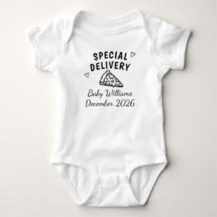 Custom Pizza Special Delivery Pregnancy Reveal Baby Bodysuit