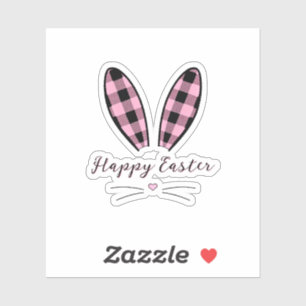 Custom plaid bunny ears Easter Sticker