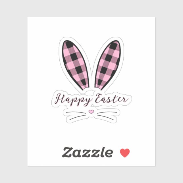 Custom plaid bunny ears Easter Sticker (Sheet)