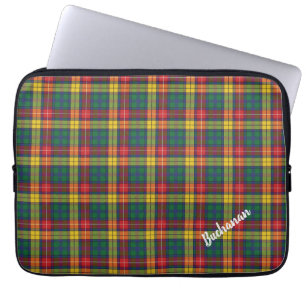 Custom Plaid Clan Buchanan Personalized Tartan Laptop Sleeve