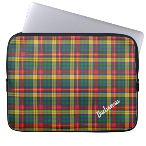 Custom Plaid Clan Buchanan Personalized Tartan Laptop Sleeve