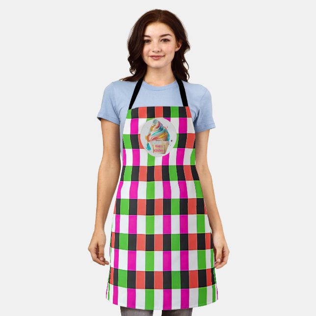 Custom Plaid | Personalized or Logo | Cupcake  Apron (Worn)