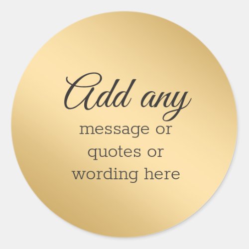 CUSTOM Plain Elegant Gold Classic Round Sticker