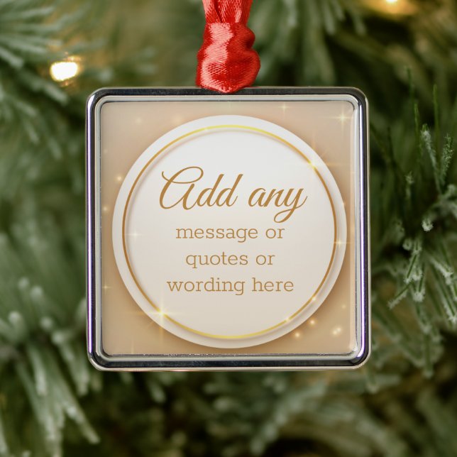 Custom Plain Elegant Gold Holiday Metal Ornament (Tree)