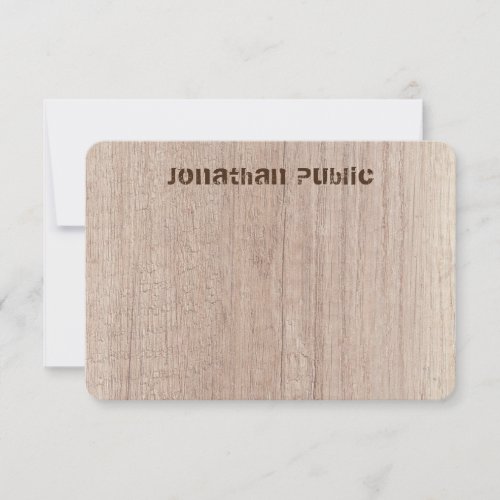 Custom Plank Board Wood Look Distressed Text Note Card