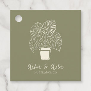 Custom Plant Care Olive Sage Green Business Favor Tags
