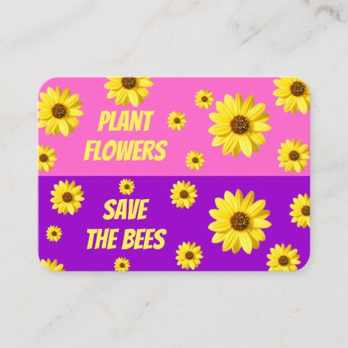 Custom Plant Flowers Save The Bees Loyalty Card