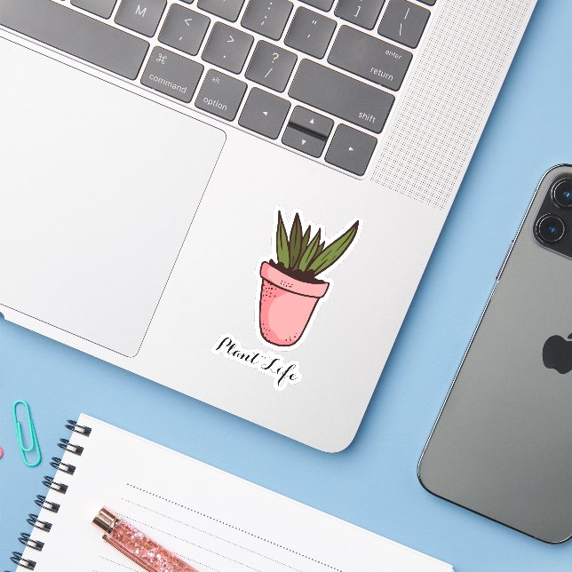 Custom Plant Life Potted Succulents Greenery Sticker (Laptop w/ iPhone)