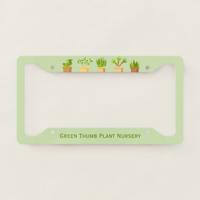 Custom Plant Nursery Cute Botanist Plants License Plate Frame (Front)