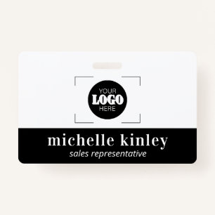 Custom plastic name badge logo QR code ID badge