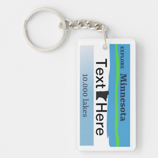 Custom plate keyring, Minnesota license plate key Keychain (Front)