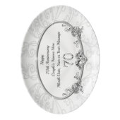 Custom Platinum 70th Wedding Anniversary Gifts Porcelain Serving Platter (Front Vertical)