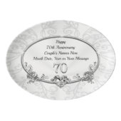 Custom Platinum 70th Wedding Anniversary Gifts Porcelain Serving Platter (Front)