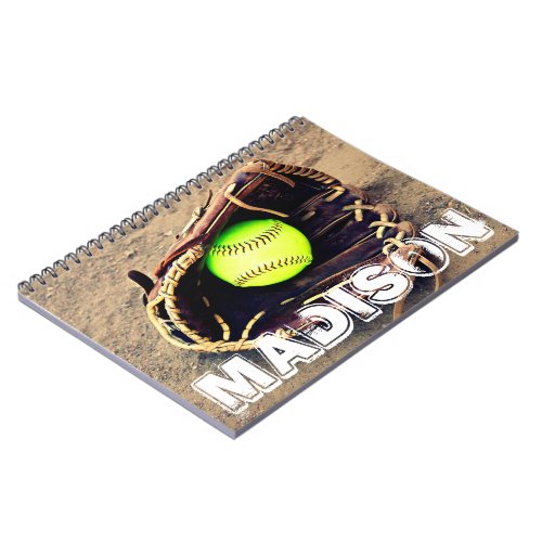Custom Player Name Fastpitch Softball Notebook