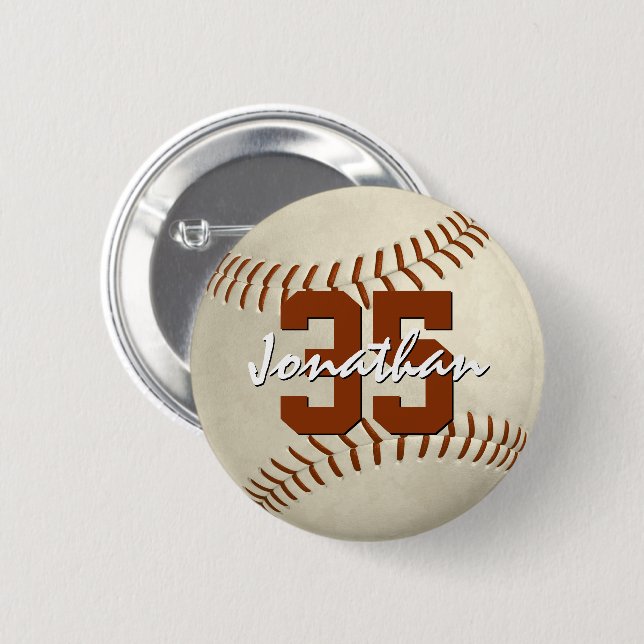 custom player name jersey number baseball softball button (Front & Back)