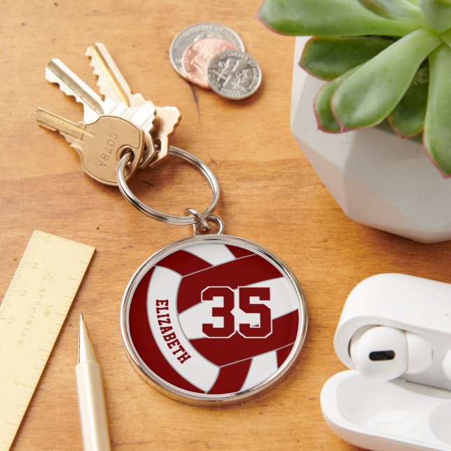 custom player name maroon volleyball  keychain (Desk)