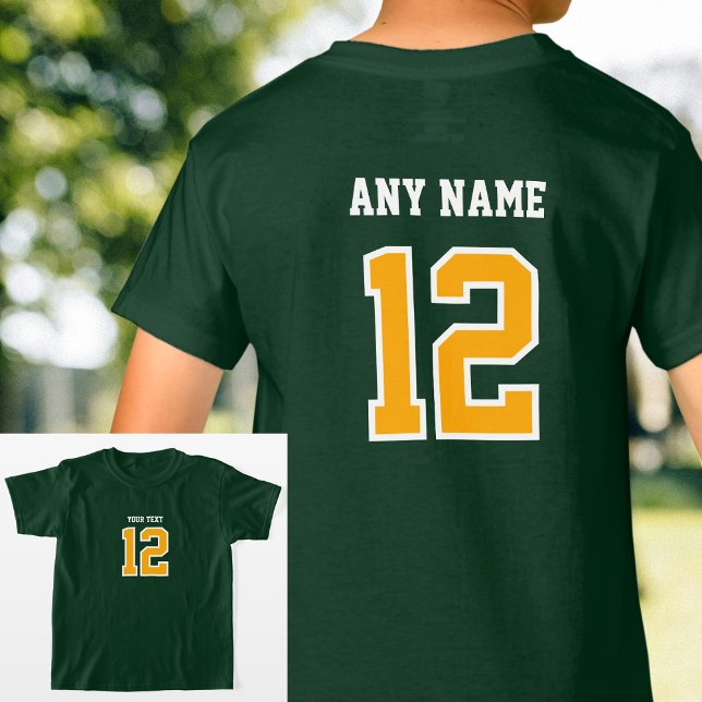 Custom Player Number Name Sports Green Yellow T-Shirt (Creator Uploaded)