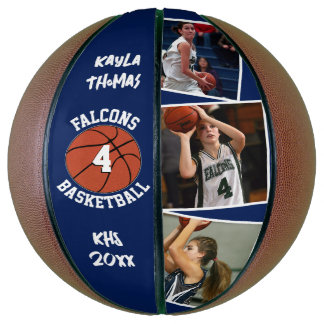 Custom Player Photo, Number and Team Navy Blue Basketball