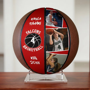 Custom Player Photos Team Name and Number Red Basketball