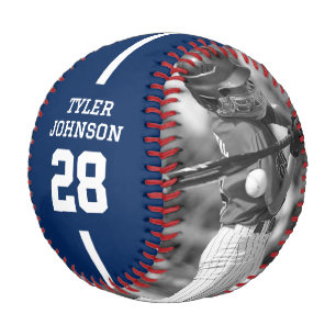 Custom Player Team Logo 2 Photo Blue Baseball