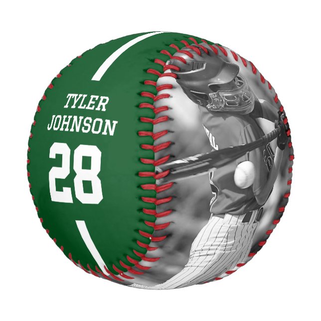 Custom Player Team Logo 2 Photo Green Baseball (Angled)