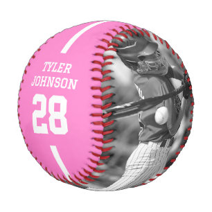 Custom Player Team Logo 2 Photo Pink Baseball