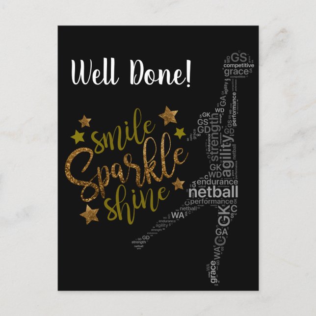 Custom Player Theme Well Done Netball Postcard (Front)
