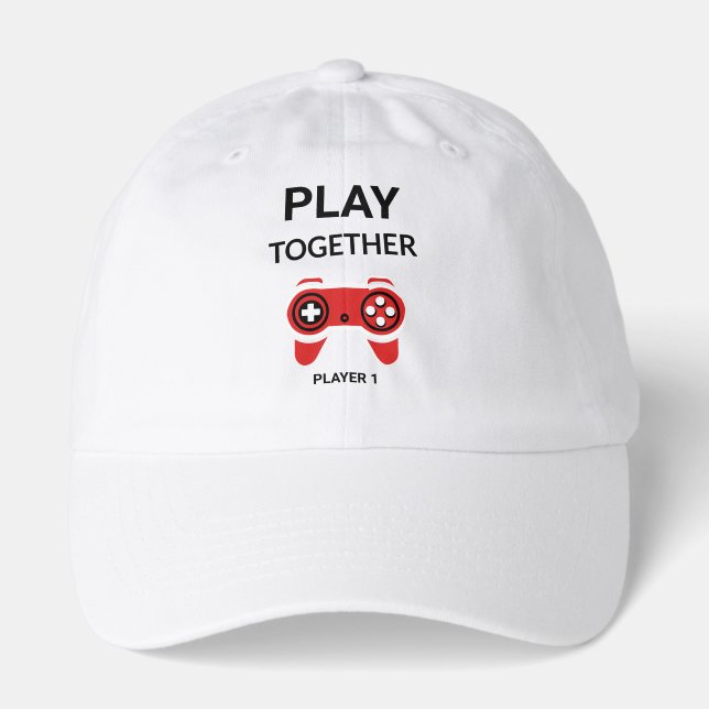 Custom Player Together Gamer Matching Couple Gift  Hat (Front)