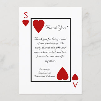 Custom Playing Card Vegas Wedding Thank You Notes
