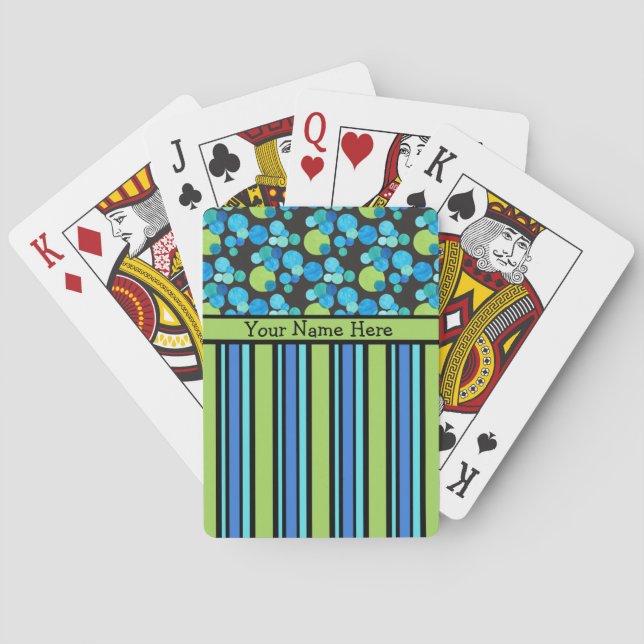 Custom Playing Cards, Blue Moons and Stripes Poker Cards (Back)