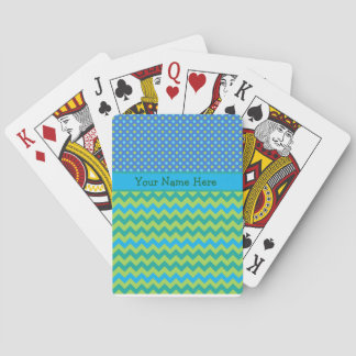 Custom Playing Cards, Blue Moons Chevrons Poker Cards