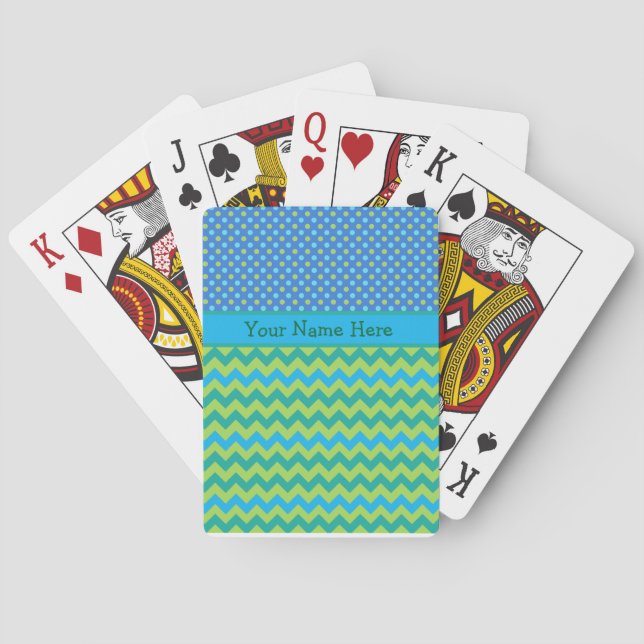 Custom Playing Cards, Blue Moons Chevrons Poker Cards (Back)