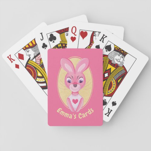 Custom playing cards for girls with cartoon bunny