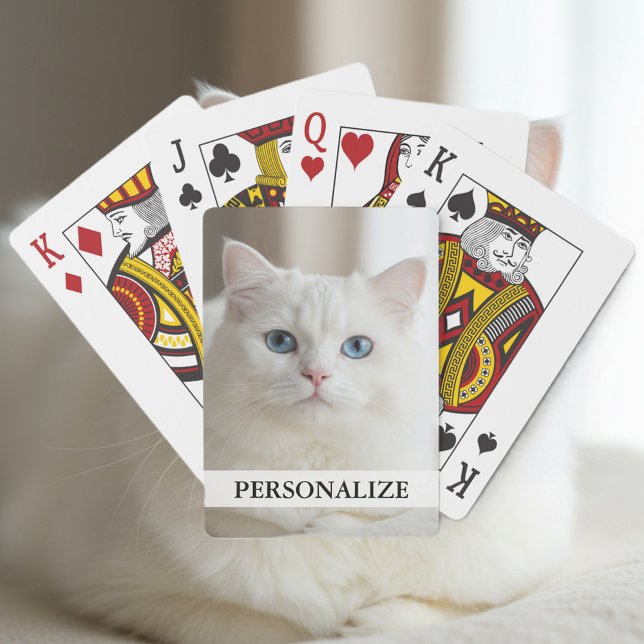 Custom playing cards | white cat with blue eyes (cat playing cards)