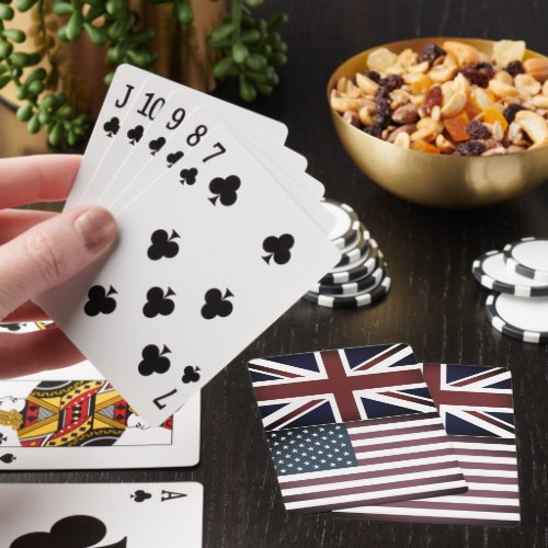 Custom playing cards with American vs British flag