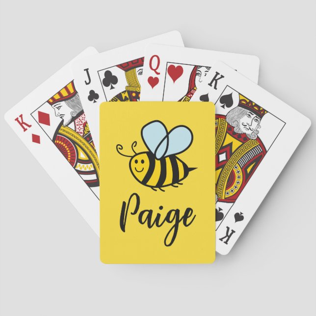 Custom playing cards with cute honey bee logo (Back)