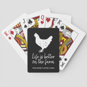 Custom playing cards with farm chicken silhouette